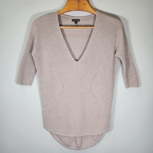 2 For 20 Express Women's V-Neck Sweater - Light Gray 100% Coton